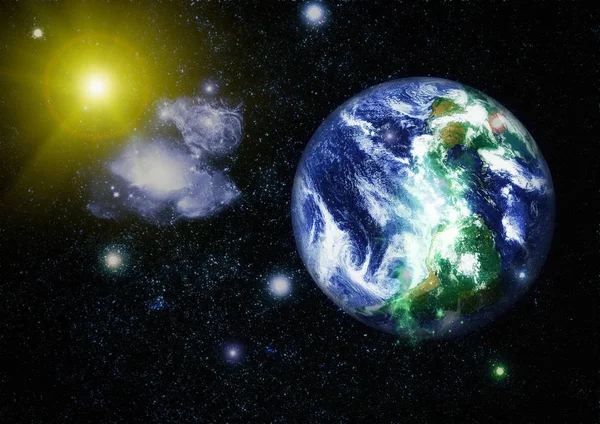 Dünya gezegeni. Doğu hemisphere. NASA tarafından döşenmiş bu görüntü öğelerini.