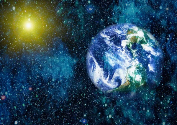 Dünya gezegeni. Doğu hemisphere. NASA tarafından döşenmiş bu görüntü öğelerini.