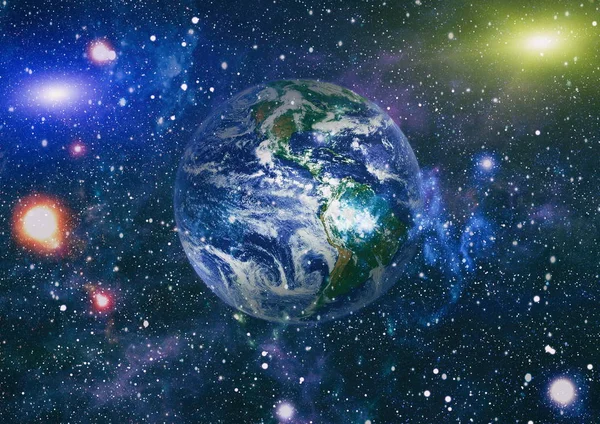 Dünya gezegeni. Doğu hemisphere. NASA tarafından döşenmiş bu görüntü öğelerini.