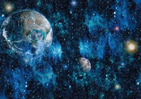 地球和月亮从空间的黑色背景 极其详细的图像 包括由 Nasa 提供的元素 — 图库照片
