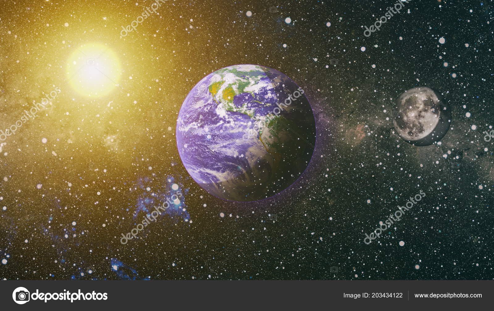 Vista Terra Lua Espaço Imagem Extremamente Detalhada Incluindo Elementos  Fornecidos — Foto © Maximusdn #203434122, image size:1600x1007