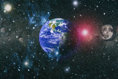 Dünya ve ay tutulması, Nasa tarafından döşenmiş öğeler dahil olmak üzere son derece ayrıntılı görüntü.