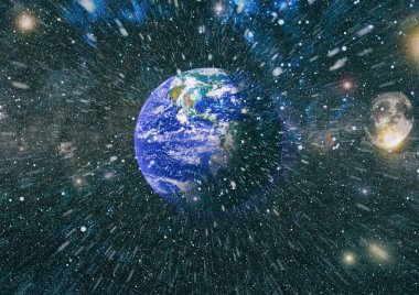 Dünya ve ay tutulması, Nasa tarafından döşenmiş öğeler dahil olmak üzere son derece ayrıntılı görüntü.