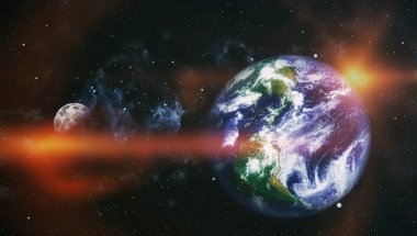 Dünya ve ay tutulması, Nasa tarafından döşenmiş öğeler dahil olmak üzere son derece ayrıntılı görüntü.