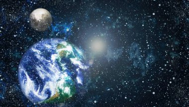 Dünya ve ay tutulması, Nasa tarafından döşenmiş öğeler dahil olmak üzere son derece ayrıntılı görüntü.