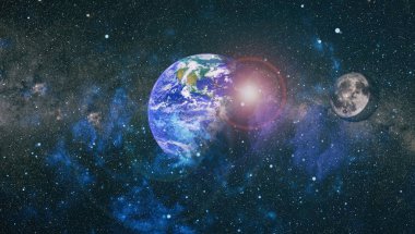 Dünya ve ay tutulması, Nasa tarafından döşenmiş öğeler dahil olmak üzere son derece ayrıntılı görüntü.