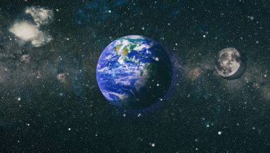 Dünya ve ay tutulması, Nasa tarafından döşenmiş öğeler dahil olmak üzere son derece ayrıntılı görüntü.