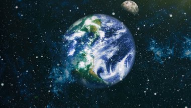 Dünya ve ay tutulması, Nasa tarafından döşenmiş öğeler dahil olmak üzere son derece ayrıntılı görüntü.