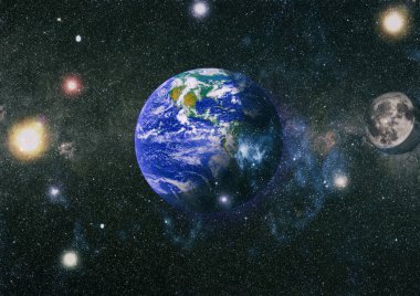 Dünya ve ay tutulması, Nasa tarafından döşenmiş öğeler dahil olmak üzere son derece ayrıntılı görüntü.