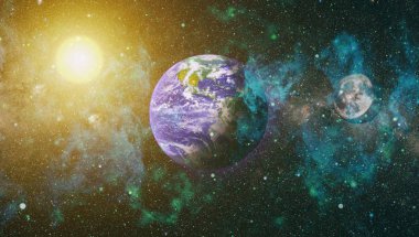 Dünya ve ay tutulması, Nasa tarafından döşenmiş öğeler dahil olmak üzere son derece ayrıntılı görüntü.