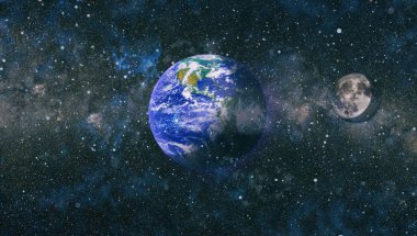 Dünya ve ay tutulması, Nasa tarafından döşenmiş öğeler dahil olmak üzere son derece ayrıntılı görüntü.