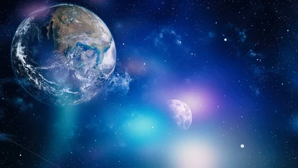 Aarde Maan Vanuit Ruimte Een Zwarte Achtergrond Zeer Gedetailleerd Beeld — Stockfoto