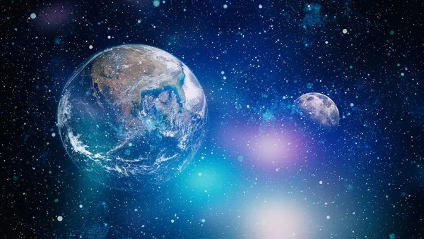 Tierra Luna Desde Espacio Sobre Fondo Negro Imagen Extremadamente Detallada — Foto de Stock