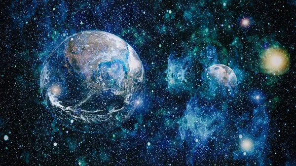 Ziemia Księżyc Kosmosu Czarnym Tle Niezwykle Szczegółowy Obraz Tym Elementy — Zdjęcie stockowe