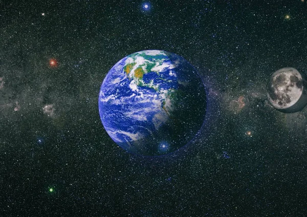 Föld Hold Kilátás Hely Rendkívül Részletes Képet Elemeket Felszerelt Nasa — Stock Fotó