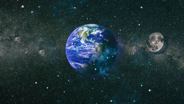 Jorden Och Månen Visa Från Rymden Oerhört Detaljerad Bild Inklusive — Stockfoto