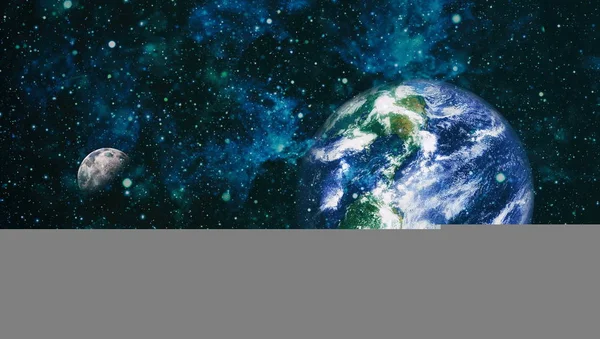 Dünya ve ay uzaydan görüntüleyin. NASA tarafından döşenmiş öğeler dahil olmak üzere son derece ayrıntılı görüntü.