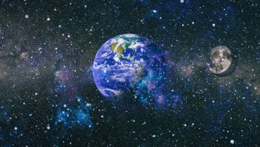 Dünya ve ay tutulması, Nasa tarafından döşenmiş öğeler dahil olmak üzere son derece ayrıntılı görüntü.