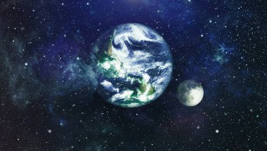 Dünya ve ay tutulması, Nasa tarafından döşenmiş öğeler dahil olmak üzere son derece ayrıntılı görüntü.