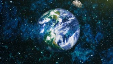 Dünya ve ay tutulması, Nasa tarafından döşenmiş öğeler dahil olmak üzere son derece ayrıntılı görüntü.