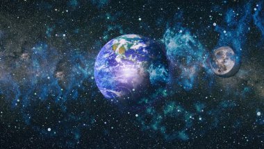 Dünya ve ay tutulması, Nasa tarafından döşenmiş öğeler dahil olmak üzere son derece ayrıntılı görüntü.