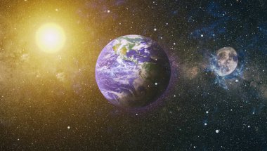 Dünya ve ay tutulması, Nasa tarafından döşenmiş öğeler dahil olmak üzere son derece ayrıntılı görüntü.