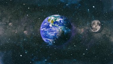 Dünya ve ay tutulması, Nasa tarafından döşenmiş öğeler dahil olmak üzere son derece ayrıntılı görüntü.