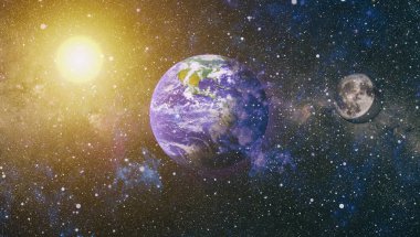 Dünya ve ay tutulması, Nasa tarafından döşenmiş öğeler dahil olmak üzere son derece ayrıntılı görüntü.