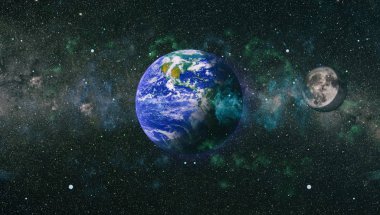 Dünya ve ay tutulması, Nasa tarafından döşenmiş öğeler dahil olmak üzere son derece ayrıntılı görüntü.