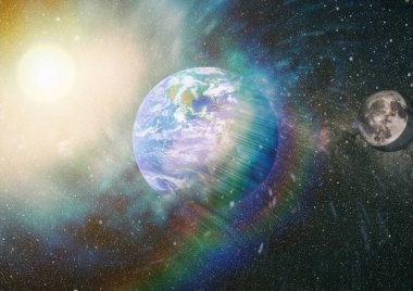 Dünya ve ay tutulması, Nasa tarafından döşenmiş öğeler dahil olmak üzere son derece ayrıntılı görüntü.