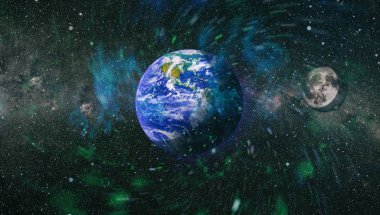 Dünya ve ay tutulması, Nasa tarafından döşenmiş öğeler dahil olmak üzere son derece ayrıntılı görüntü.