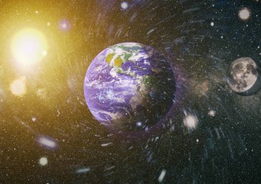 Dünya ve ay tutulması, Nasa tarafından döşenmiş öğeler dahil olmak üzere son derece ayrıntılı görüntü.