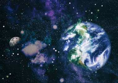 Dünya ve ay tutulması, Nasa tarafından döşenmiş öğeler dahil olmak üzere son derece ayrıntılı görüntü.