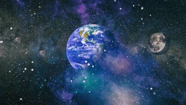 Dünya ve ay tutulması, Nasa tarafından döşenmiş öğeler dahil olmak üzere son derece ayrıntılı görüntü.