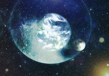 Dünya ve ay tutulması, Nasa tarafından döşenmiş öğeler dahil olmak üzere son derece ayrıntılı görüntü.