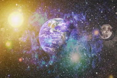 Dünya ve ay tutulması, Nasa tarafından döşenmiş öğeler dahil olmak üzere son derece ayrıntılı görüntü.