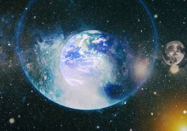 Dünya ve ay tutulması, Nasa tarafından döşenmiş öğeler dahil olmak üzere son derece ayrıntılı görüntü.