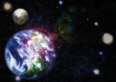 Dünya ve ay tutulması, Nasa tarafından döşenmiş öğeler dahil olmak üzere son derece ayrıntılı görüntü.