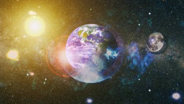 Dünya ve ay tutulması, Nasa tarafından döşenmiş öğeler dahil olmak üzere son derece ayrıntılı görüntü.