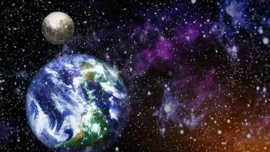 Dünya ve ay tutulması, Nasa tarafından döşenmiş öğeler dahil olmak üzere son derece ayrıntılı görüntü.