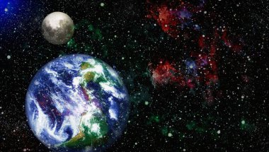 Dünya ve ay tutulması, Nasa tarafından döşenmiş öğeler dahil olmak üzere son derece ayrıntılı görüntü.