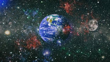 Dünya ve ay tutulması, Nasa tarafından döşenmiş öğeler dahil olmak üzere son derece ayrıntılı görüntü.