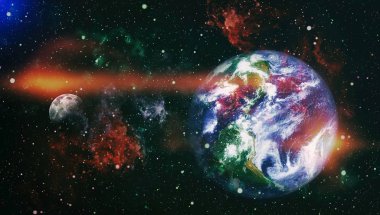 Dünya ve ay tutulması, Nasa tarafından döşenmiş öğeler dahil olmak üzere son derece ayrıntılı görüntü.