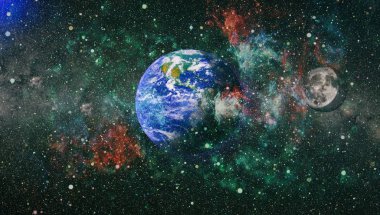 Dünya ve ay tutulması, Nasa tarafından döşenmiş öğeler dahil olmak üzere son derece ayrıntılı görüntü.