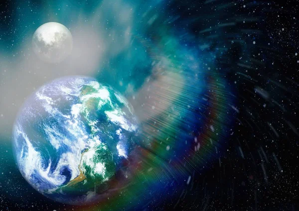 Dünya ve ay tutulması, Nasa tarafından döşenmiş öğeler dahil olmak üzere son derece ayrıntılı görüntü.