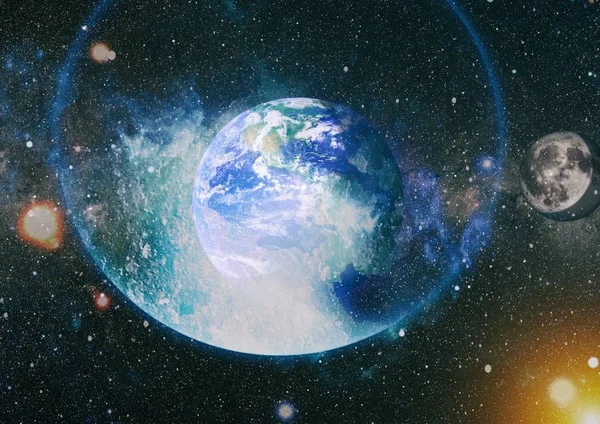 Dünya ve ay tutulması, Nasa tarafından döşenmiş öğeler dahil olmak üzere son derece ayrıntılı görüntü.