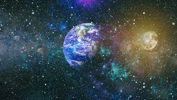 Dünya ve ay tutulması, Nasa tarafından döşenmiş öğeler dahil olmak üzere son derece ayrıntılı görüntü.