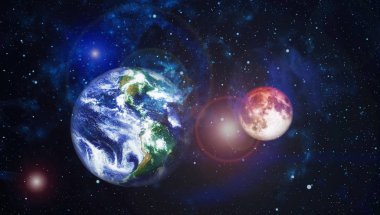 Siyah bir zemin üzerine uzaydan moon. NASA tarafından döşenmiş öğeler dahil olmak üzere son derece ayrıntılı görüntü.