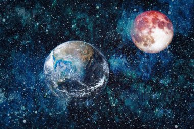 Siyah bir zemin üzerine uzaydan moon. NASA tarafından döşenmiş öğeler dahil olmak üzere son derece ayrıntılı görüntü.