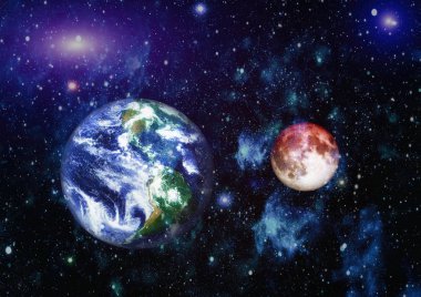 Siyah bir zemin üzerine uzaydan moon. NASA tarafından döşenmiş öğeler dahil olmak üzere son derece ayrıntılı görüntü.